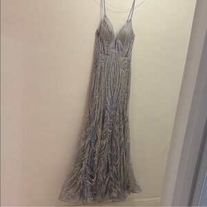 Nox Anabel Stunning Silver Maxi Dress Prom / Wedding guest size 6